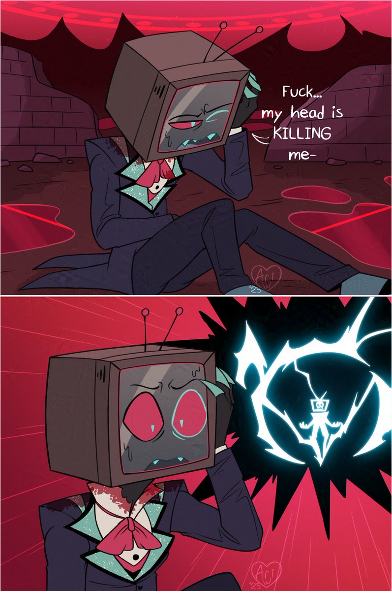 IbbyWonder's tweet image. A short comic about Vox realizing he&apos;s dead.

1/2

#HazbinHotel  #vox #pastvox