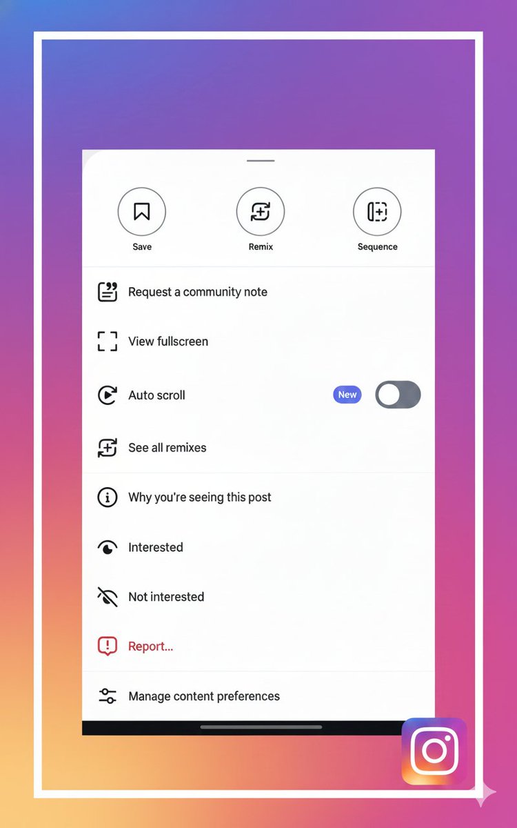 imustafasanaul's tweet image. No more hassle of scrolling reels again and again.
Now the auto-scroll option is here—just watch and the reels will play 🎦 automatically. 

 #TechTips #TechTrends #Android #MustafaSanaul 🧑‍💻  #Instagram #instagramreels