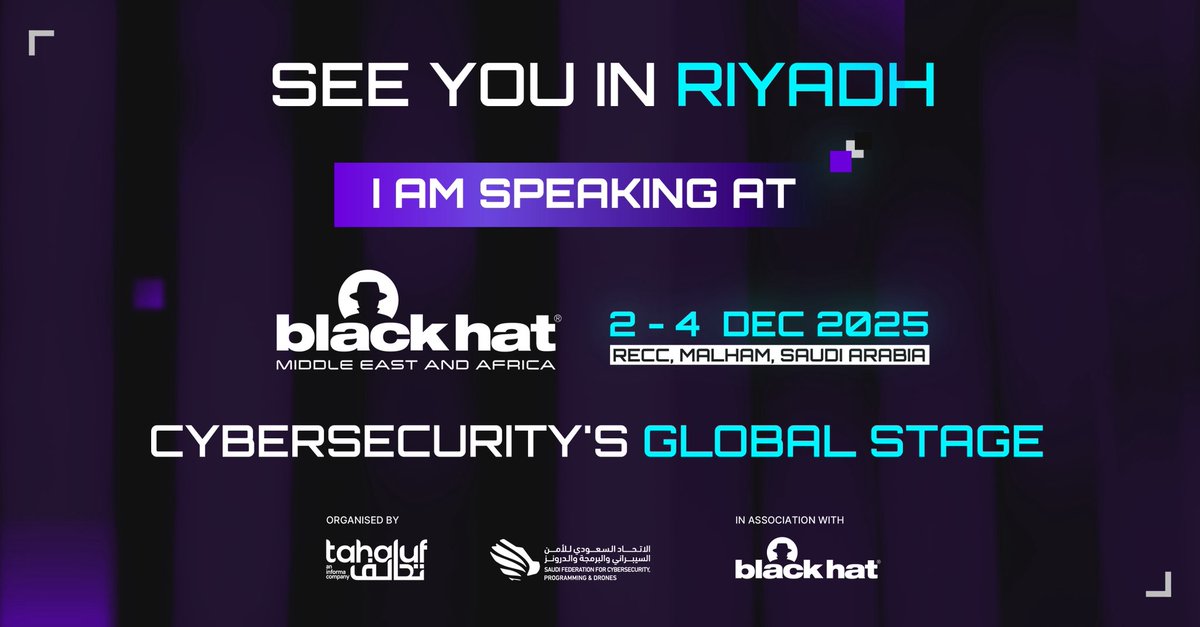 I’m thrilled to announce that I’ll be speaking at <a href="/BlackHatEvents/">Black Hat</a> MEA 2025!
 I’ll be sharing insights from my bug bounty journey I’ll be on stage on December 4th at 15:00,looking forward to seeing you there in Riyadh! blackhatmea.com/speaker/juan-f…