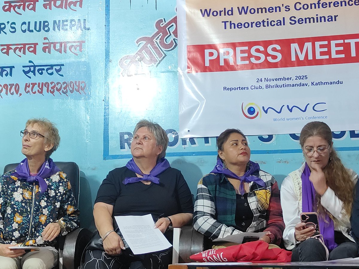 S_Lamichhane73's tweet image. &quot;महिलाहरुको शोषणको मूलकारण साम्राज्यवादी ब्यवस्था &quot; नारा का साथ २०८२ मंसिर ११ देखि १३ सम्म काठमाडौँमा विश्व महिला सम्मेलन wwc ले दोश्रो सैद्धान्तिक सेमिनार आयोजना गर्दैछ। विश्वका चार महादेशका बीस भन्दा बढि देशका महिलाहरु सहभागी हुँदैछन्।
#worldwomenconference #wwc