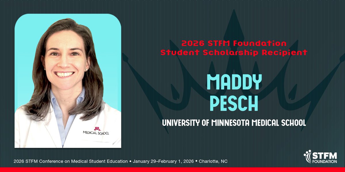 umnmedschool's tweet image. Congrats to UMN medical student Maddy Pesch for receiving a highly competitive scholarship from the @STFM_FM to participate in the 2026 STFM Conference on Medical Student Education! 👏 

#STFM #teachandtransform
