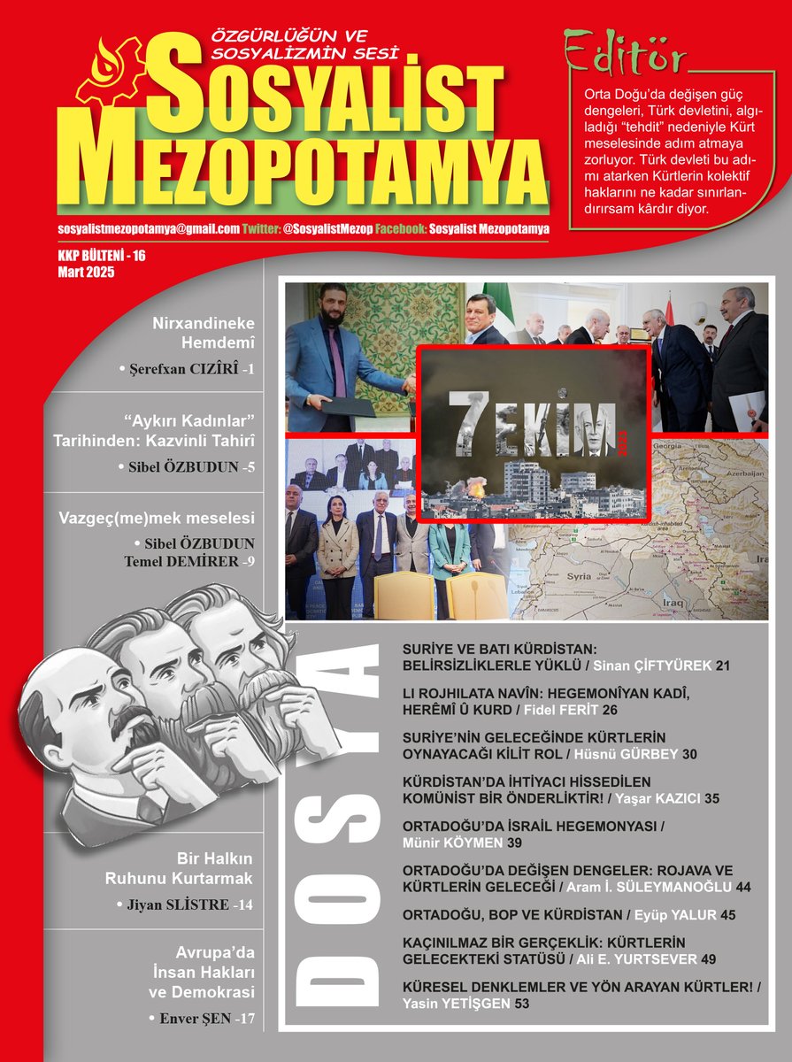 Dergimizin 16. sayısına aşağıdaki bağlantıdan ulaşabilirsiniz.
Dijital ortamda yayınlamak için oldukça geciktik. Bu gecikmeden dolayı tüm okurlarımızdan özür dileriz...

rojnameyanewroz3.com/wp-content/upl…