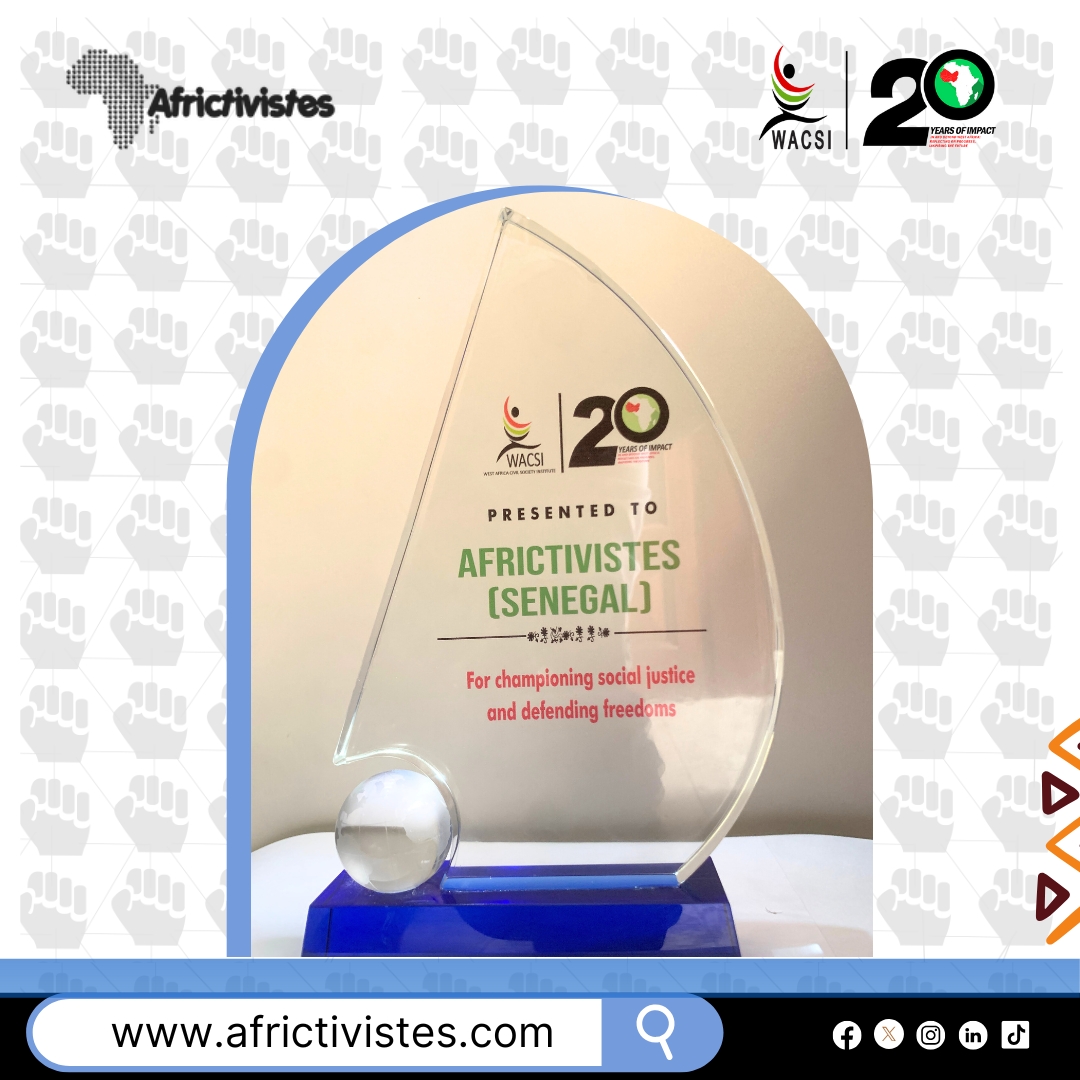 Un grand MERCI à West Africa Civil Society Institute (<a href="/wacsi/">West Africa Civil Society Institute (WACSI)</a> ) pour ce trophée décerné à #AfricTivistes lors de la célébration des 20 ans de #WACSI en marge de la Semaine de la Société Civile de l’Afrique de l’Ouest (#WACSW2025). 

Une reconnaissance qui célèbre dix années