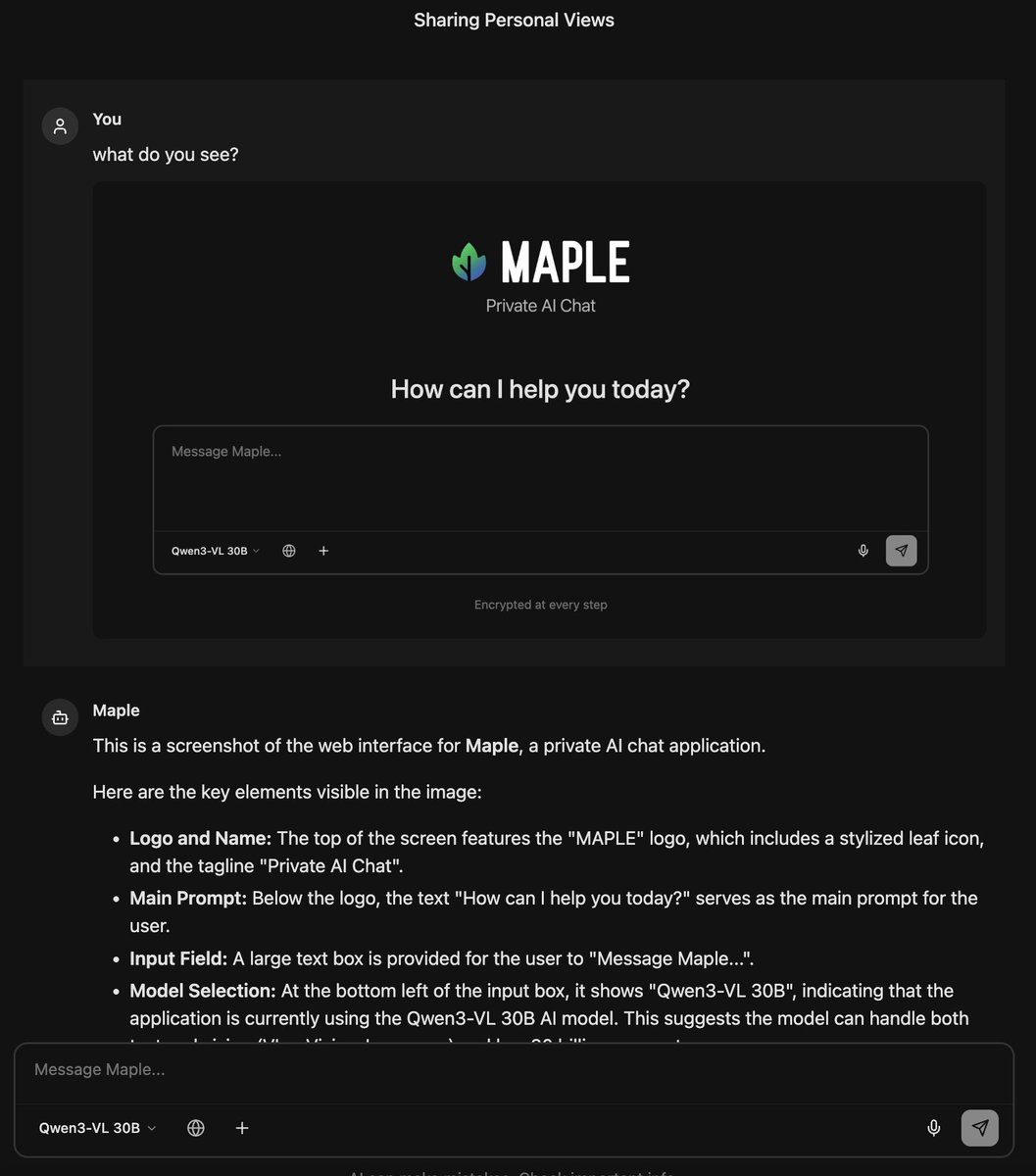 anthonyronning_'s tweet image. There&apos;s a new model available in @TryMapleAI for image understanding &amp;amp; OCR: Qwen3-VL 30B

Available in the advanced section of the model selector. Should be better than Gemma but is not the &quot;default&quot; yet for the image mode. Let me know how it is.