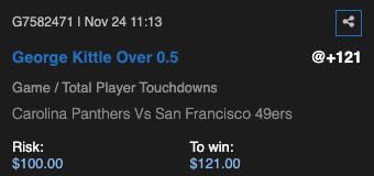 I’ve got Kittle to score a td, do u like my side