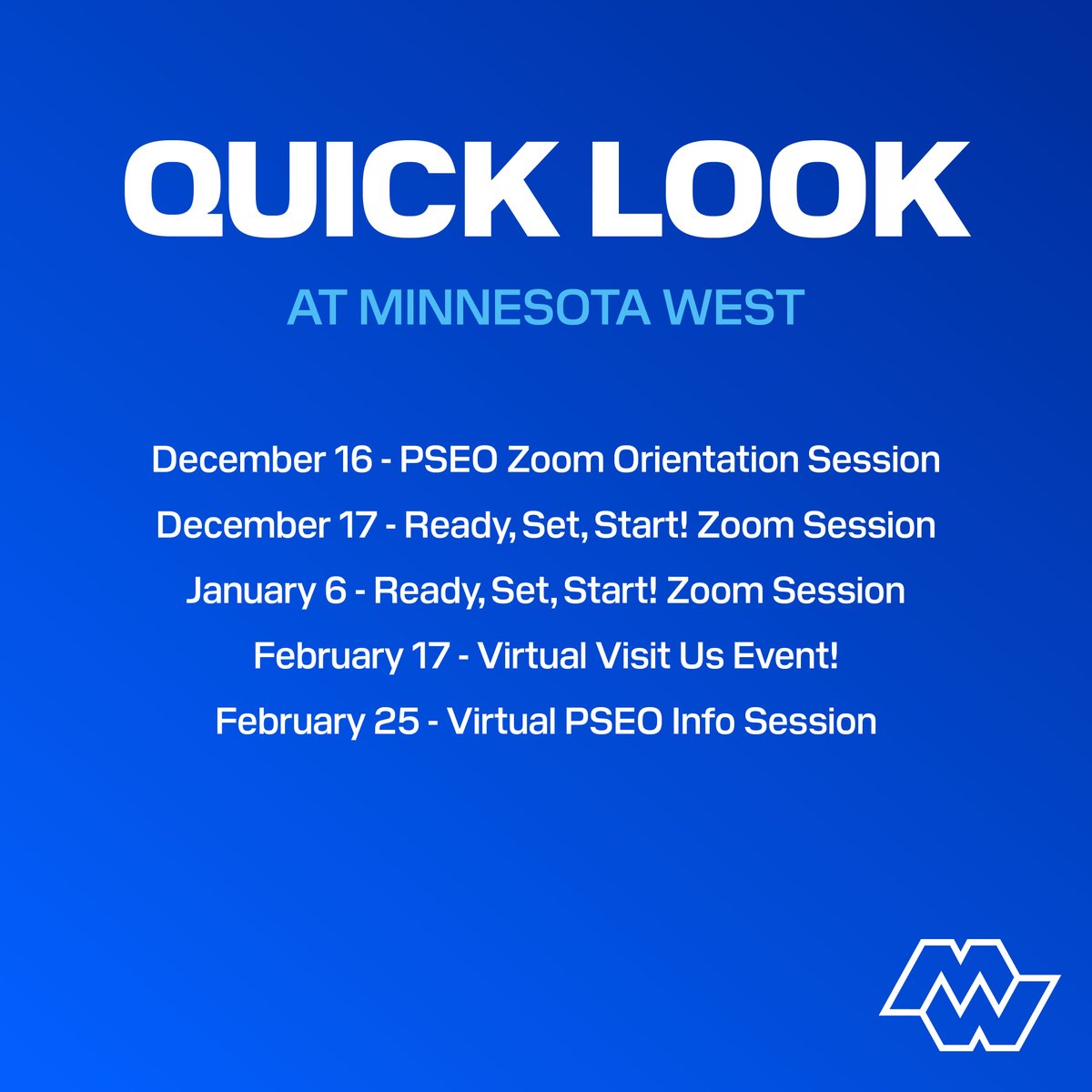 MinnesotaWest's tweet image. A quick look at what&apos;s going on at Minnesota West! 
For the most up-to-date information and more details about each event, check out our events page! 
Events &amp;gt; loom.ly/GxvNduU
#MinnesotaWest #QuickLook