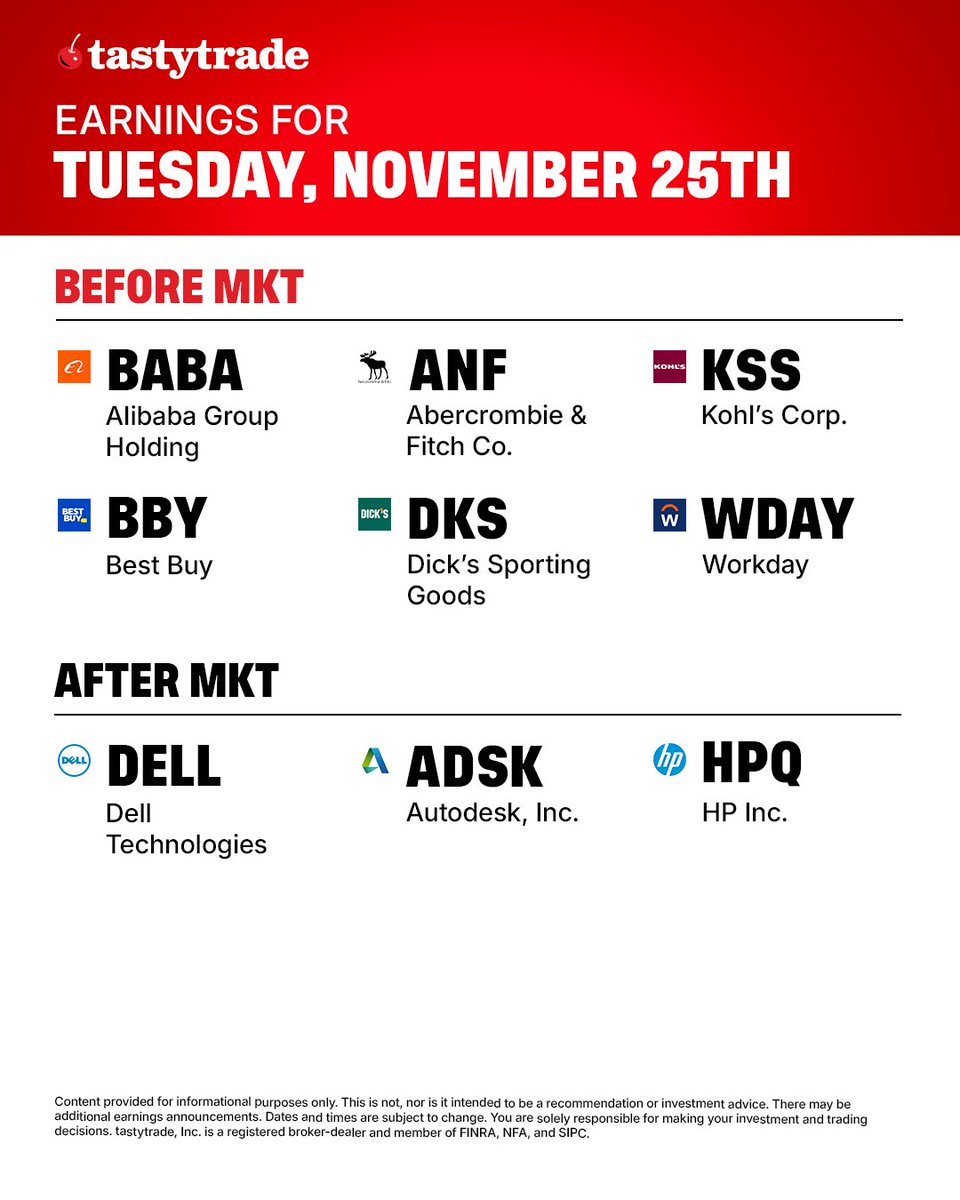 Tuesday's noteworthy earnings