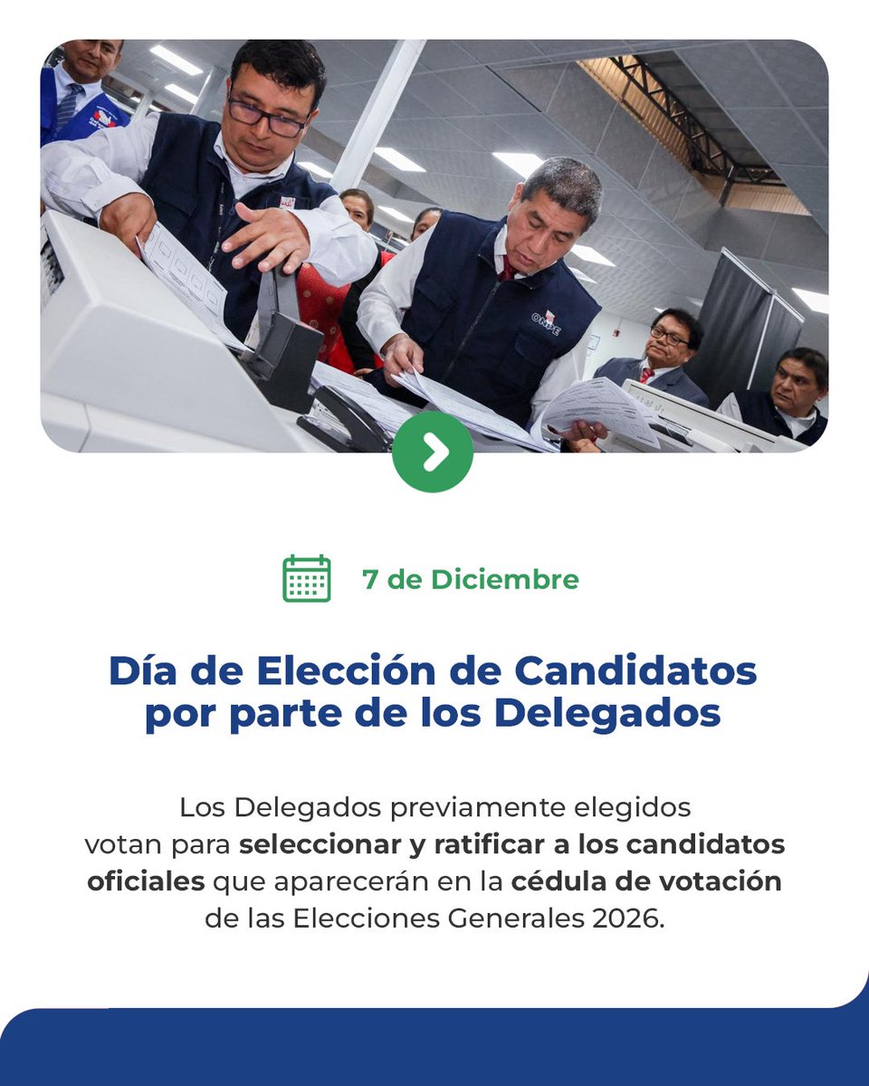 Atent@s a los hitos clave de las #EleccionesPrimarias.
Dos fechas definirán las opciones para la Presidencia, Congreso y Parlamento Andino.
Informarse es el primer paso hacia una ciudadanía activa.

#CalendarioElectoral #JNE #Elecciones2026 #CPA #TransparenciaElectoral