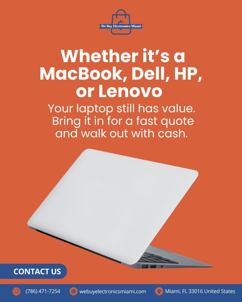 BuyElectMIA's tweet image. Your old laptop still holds value.

We buy MacBook, HP, Dell, and Lenovo models with fast cash offers so upgrading becomes easy.

Bring yours in for a quote.

webuyelectronicsmiami.com

#SellLaptop #MiamiTech #InstantCash #ElectronicsBuyer #MiamiLocal