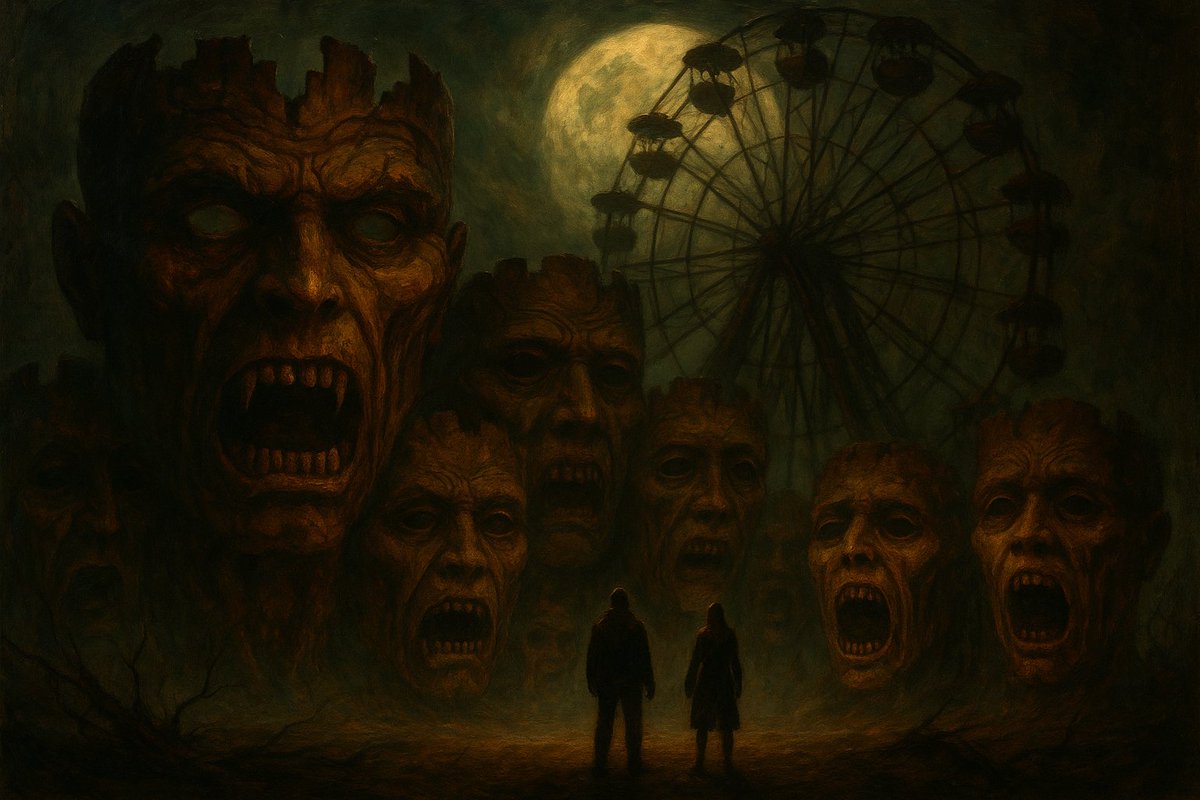 “The faces weren’t statues—they were the ones who rode the Ferris wheel last, still screaming for someone to release them.”