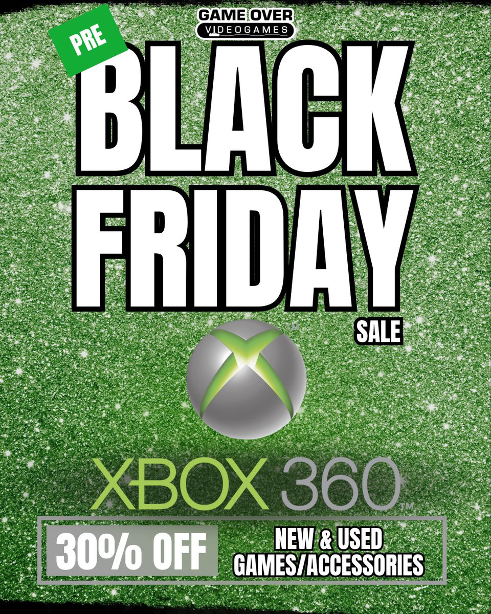 🎮Before the real deal this Friday, you can save now with out Pre-Black Friday Sale🎮

This week: score 30% OFF all new &amp; used Xbox 360 games &amp; accessories both in-store and online! 👇

🗓️ Offer ends 11/27
✨ Online shoppers use code to save: xbox360