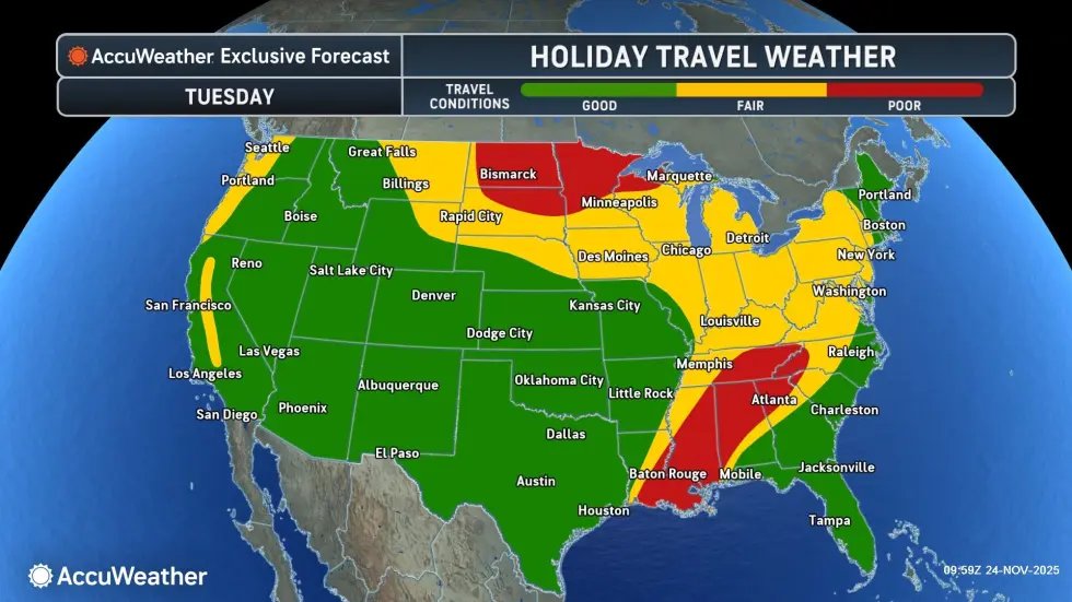 DefyDisaster's tweet image. As millions prepare to travel for #Thanksgiving, a cross-country #storm could derail plans w/ threats of strong #winds, heavy #rain &amp;amp; #snow.

Stay safe: ready.gov/severe-weather

#DefyDisaster #DisasterPreparedness #Disaster #Storms #SevereWeather #WinterWeather #WinterIsComing