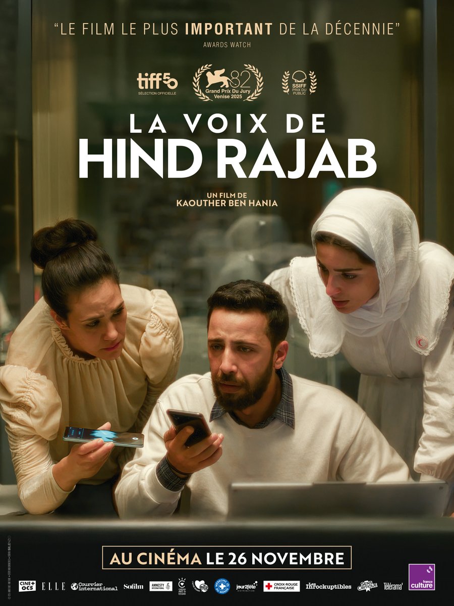 #MSF s'associe au film “La voix de Hind Rajab”, inspiré de l’histoire tragique d’une petite fille à Gaza et d’une équipe du Croissant-Rouge palestinien tentant de lui porter secours et vous invite à le découvrir en salle, dès mercredi.  allocine.fr/film/fichefilm… <a href="/jour2fete/">Jour2Fête</a>