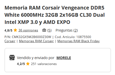 QueenMacbeth0's tweet photo. @Protosiron @PatriRoxas95 Luego entras en quién las vende y ¡oh sorpresa! resulta que no es pccomponentes sino un especu... digo un tercero. https://t.co/TB7KU92I55