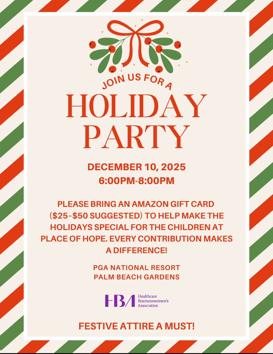 Join HBA Palm Beach at our Annual Holiday Celebration to help support children in our community! We look forward to seeing everyone there!