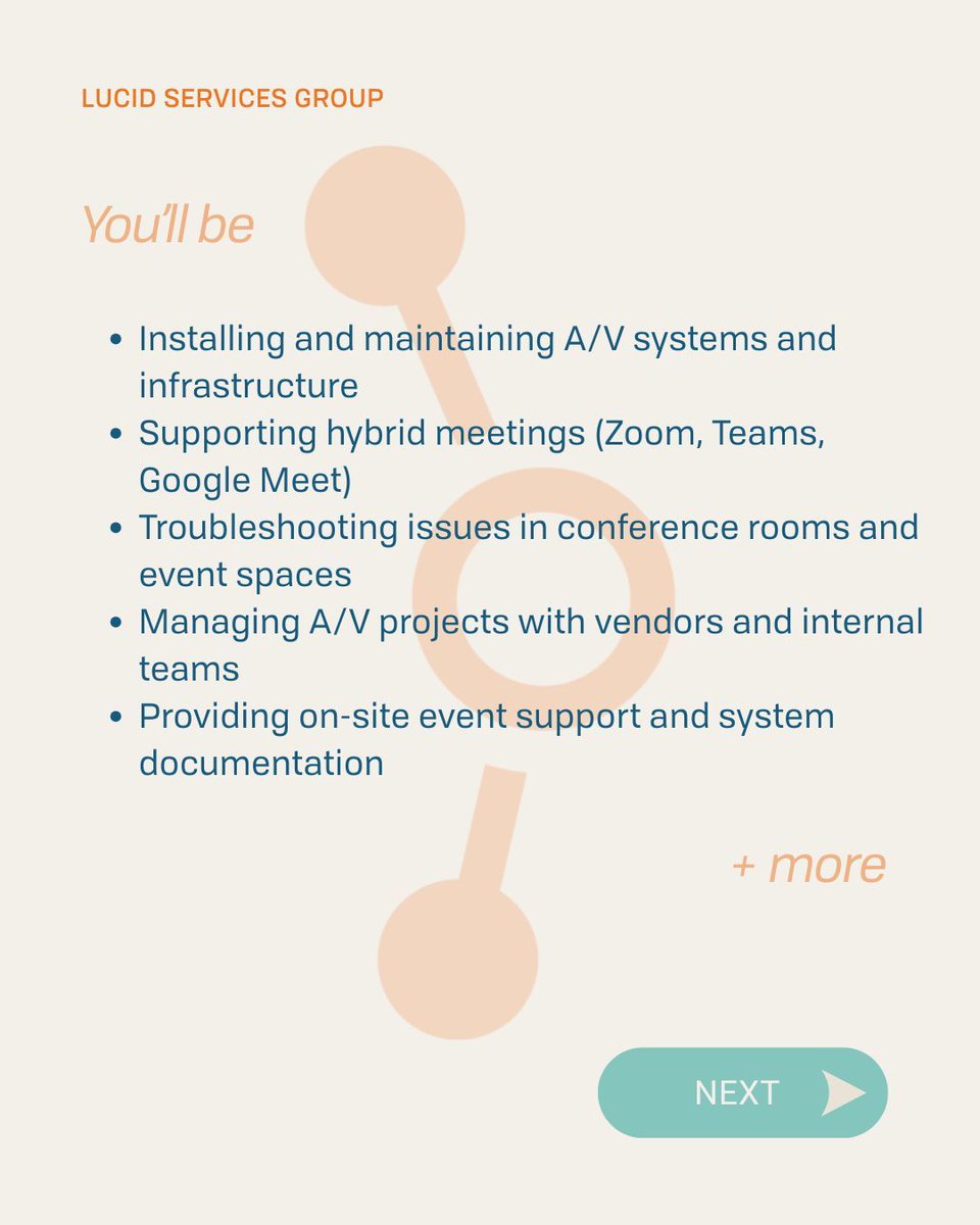 LucidS_G's tweet image. We’re hiring an A/V Engineer!
Work hands-on with installs, hybrid meeting tech, Crestron/Extron gear, troubleshooting, and live event support.
CTS + AVoIP experience = huge plus.
Apply now: bit.ly/4ik6iHE

#AVTech #AVEngineer #Hiring #TechJobs #LucidServicesGroup