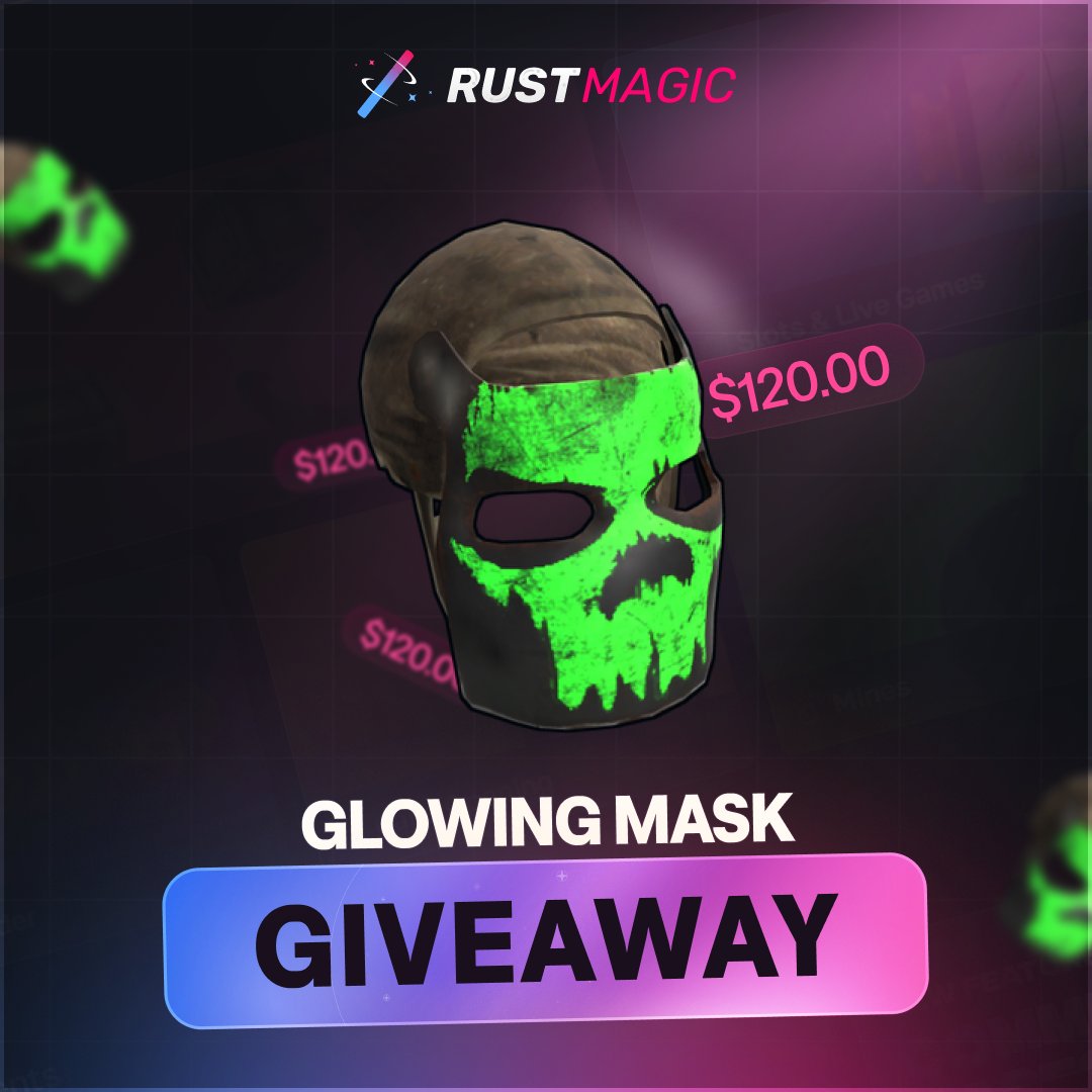 Glowing Mask ($120.00) Giveaway! 🟩

To participate, simply:
🪄Follow <a href="/RustMagicCom/">RustMagic.com</a> 
🪄RT this post and Tag 1 Friend

Best of luck, giveaway ends in 7 days!