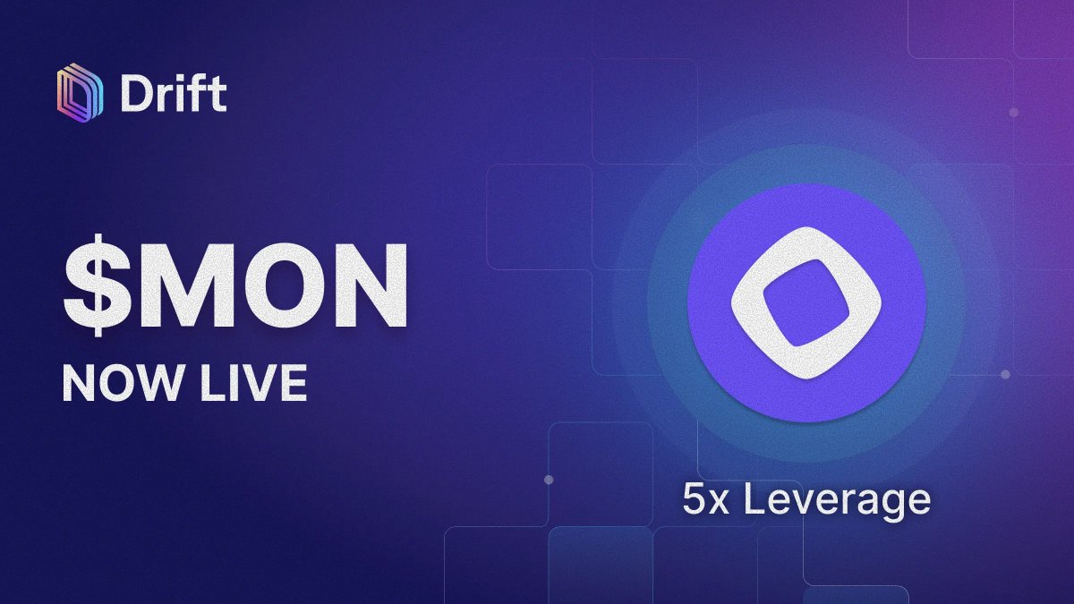 DriftProtocol's tweet image. $MON Perps are now live on Drift!

Trade Monad with up to 5x leverage on Solana.