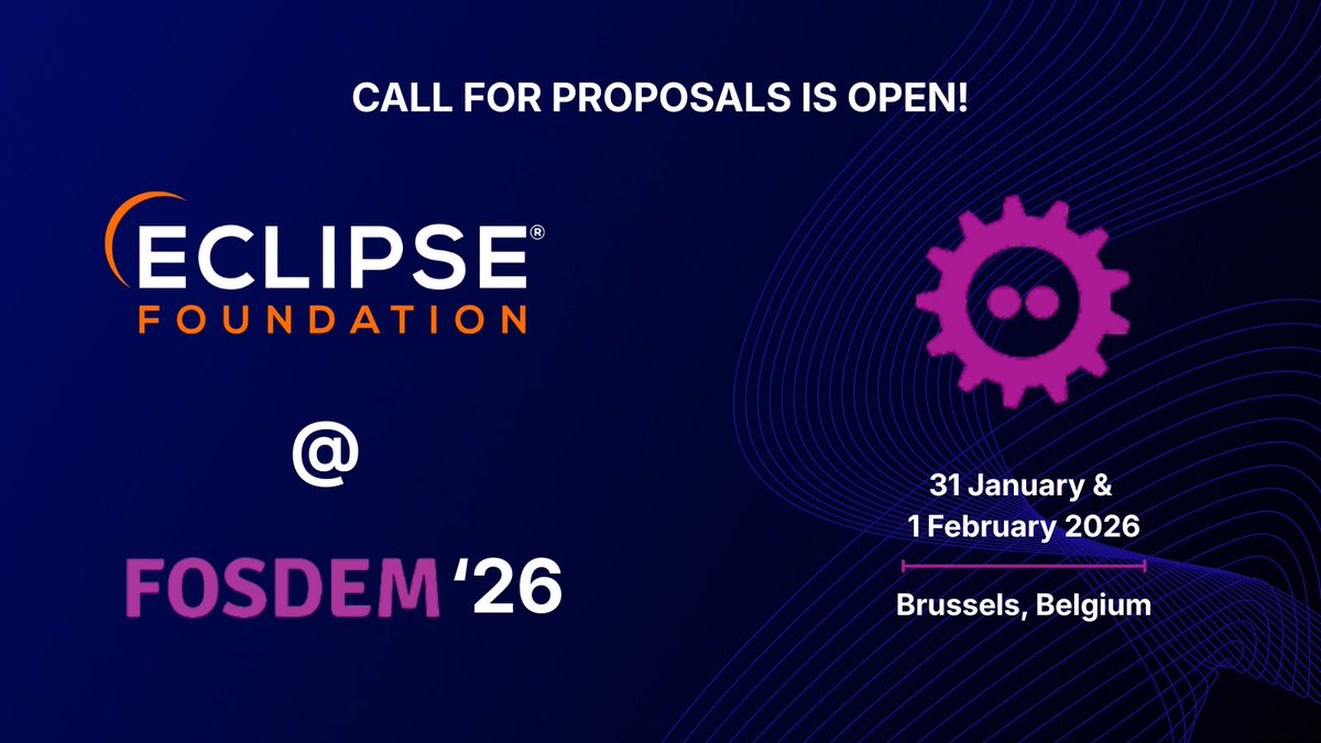 EclipseFdn's tweet image. 🤖 The FOSDEM 2026 Robotics &amp;amp; Simulation Devroom is now accepting proposals! Share your work in robotics, simulation, control, tooling, and real-world applications.
 CFP ➜ hubs.la/Q03VFRb10
 ⏰ Deadline: 1 Dec 2025 #FOSDEM #FOSDEM2026