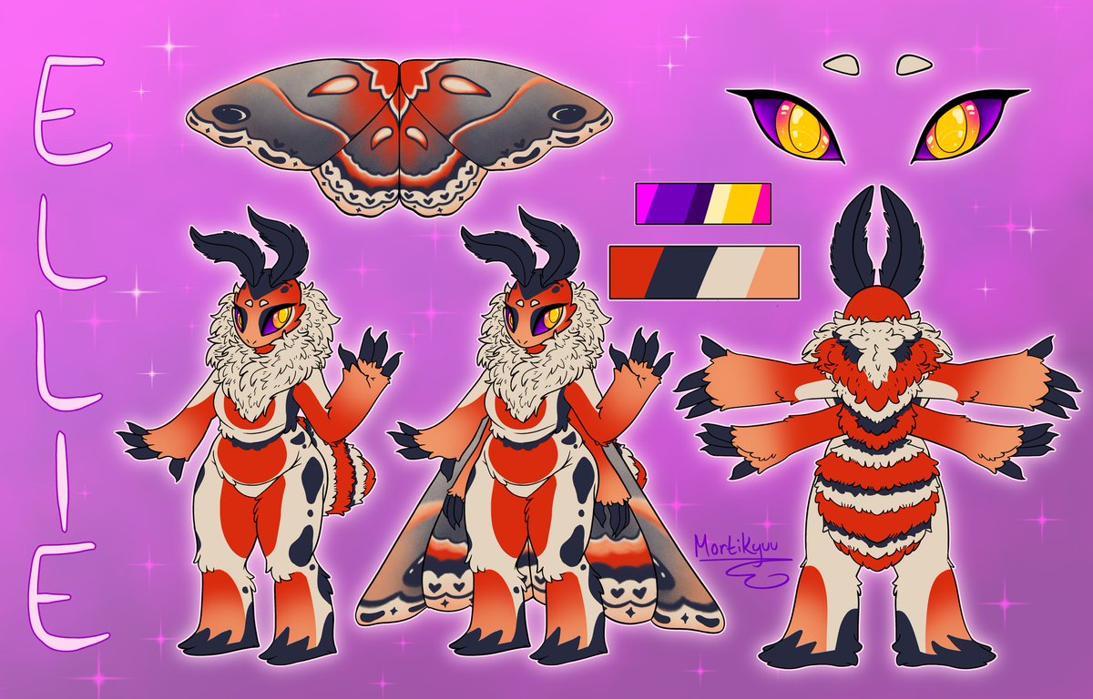 mortikyuu's tweet photo. Finished making my alt sona, everyone meet Ellie!! She's a cecropia moth one of my absolute favorites hehe. I love how simple yet complex her design is. She's so bright and flashy compared to my main sona, I'm excited to develop her personality!
-
#furryart #digitalart #mothsona https://t.co/kidTZtSKWo