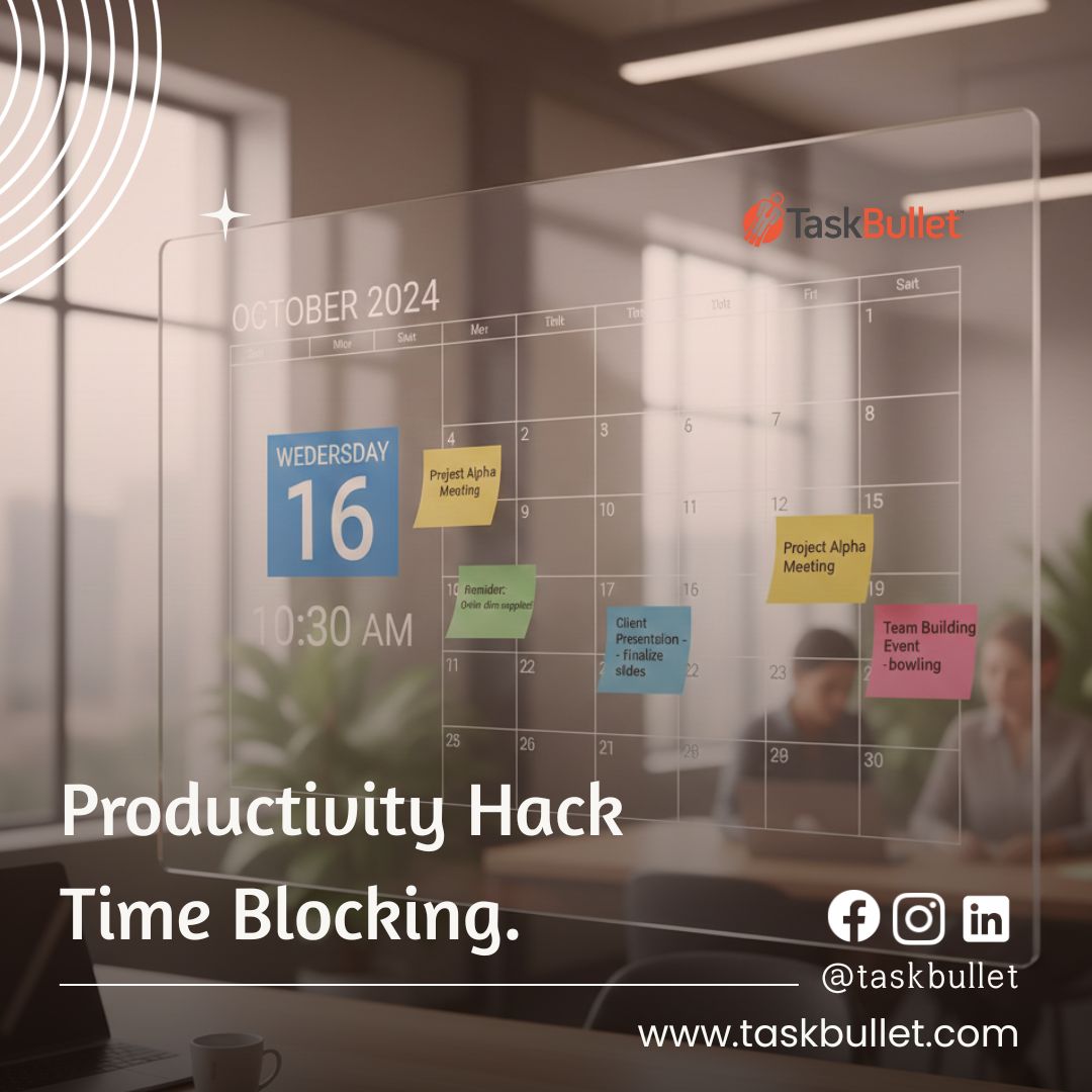 TaskBullet's tweet image. Time blocking = productivity hacking. Assign tasks specific time slots and watch your focus skyrocket. 🚀⏳

#TimeBlocking #WorkSmarter #EfficiencyTips #DailyHabits