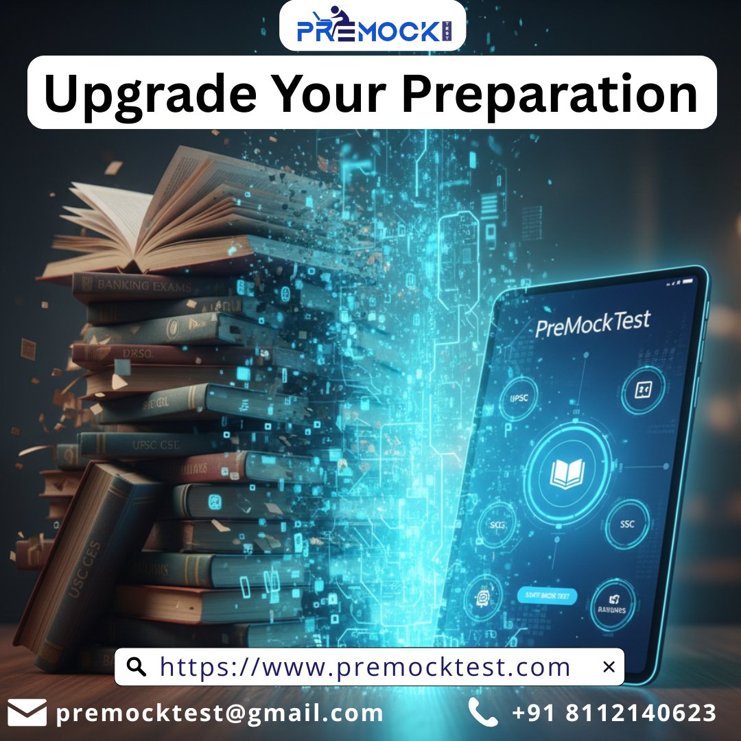 PremockT90018's tweet image. Upgrade Your Preparation with Premocktest!!!
#PreMockTest #SmartPreparation #MockTests #PerformanceInsights #StudySmarter #ExamReady #SyllabusSorted #DailyMocks #OnlineExamPrep #GovtJobPreparation #IndiaExams #ExamSuccess #CompetitiveExams #IndiaLaunch