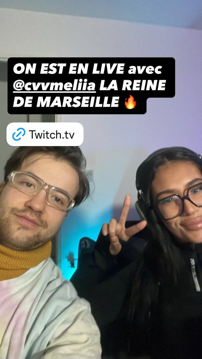 On est en live avec <a href="/Cvvmeliia/">Camélia</a> la REINE de MARSEILLE 
twitch.tv/escargoog