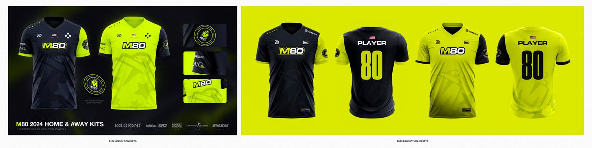 So happy to see the jersey concepts I had made years ago come to life and get to work on them again! Congratulations to <a href="/M80gg/">M80 💣</a> on the championship in the new kits. 

(Huge shoutout to <a href="/MaxEnvisions/">M80 Max</a> for making the adjustments for print to bring them to life)