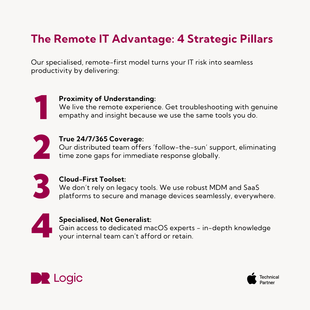 DrLogic's tweet image. Streamline Mac management with a remote IT partner designed for the modern workplace. Say goodbye to unsecured devices, update chaos, and frustrating troubleshooting. Discover how your team can thrive remotely: bit.ly/3LDoFLs