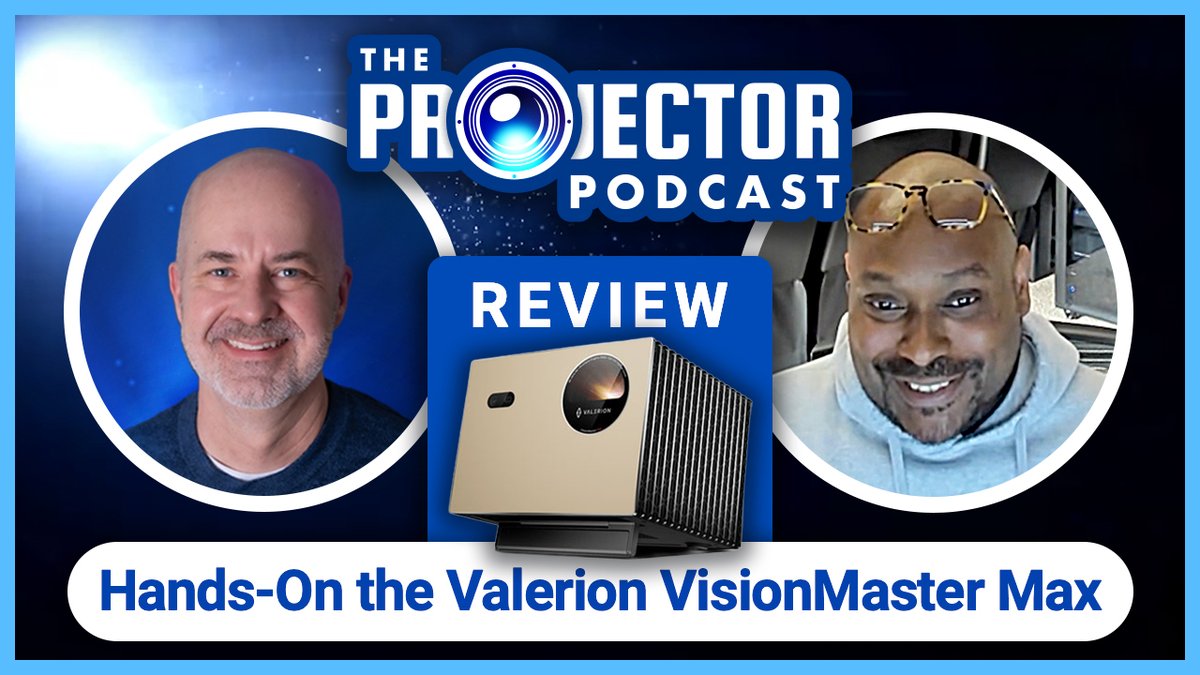 ProjectorCentrl's tweet image. On this week&apos;s podcast, Sammie Prescott discusses his recent review of the Valerion VisionMaster Max projector, providing his insights into whether or not the new flagship model lives up to all the pre-release hype. projectorcentral.com/Hands-On-Insig…