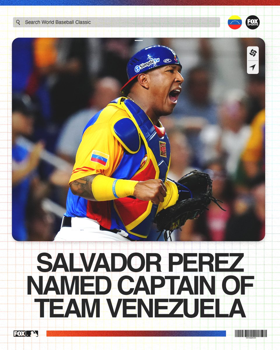 Salvador Perez has been named Team Venezuela’s captain for the 2026 World Baseball Classic 🇻🇪 