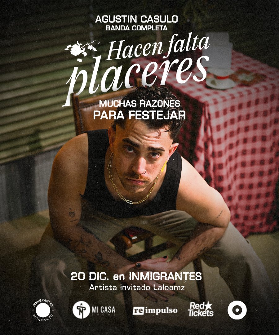 AgustinCasulouy's tweet image. MONTEVIDEO ULTIMA FECHA DEL AÑO CON BANDA COMPLETA ❤️

ENTRADAS BONIFICADAS:  redtickets.uy/eventoprivado/…