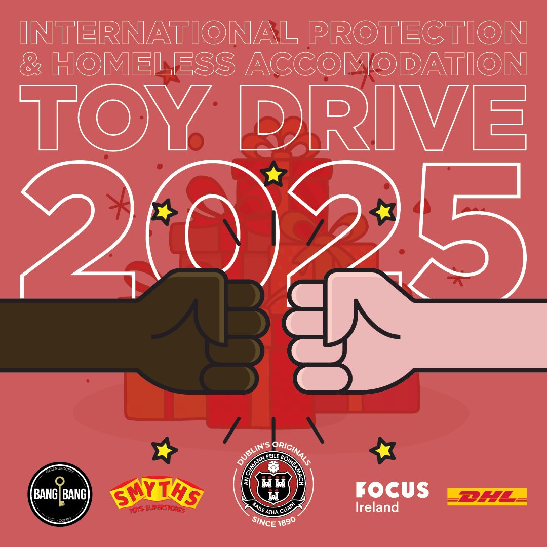 bfcdublin's tweet image. 🎁 Bohemian FC and Bang Bang launch eighth annual Toy Drive for children in International Protection and Homeless Accommodation, aiming to raise €75,000: bohemians.ie/bohemian-fc-an…

🙏 Donate here: gofundme.com/f/internationa…