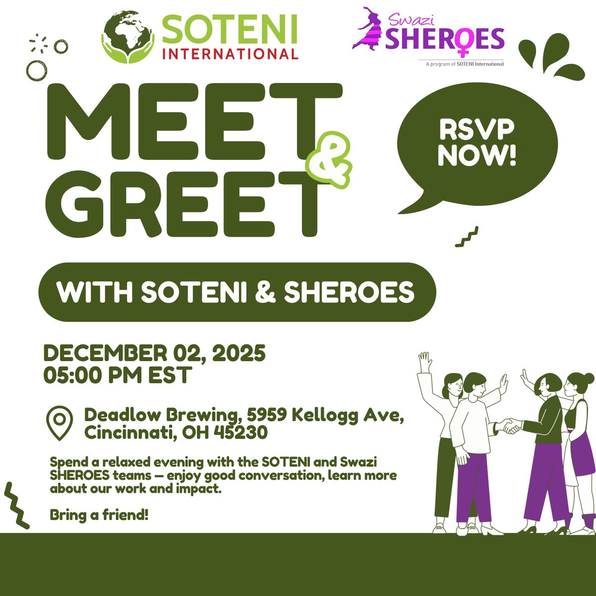 Check out "Meet and Greet with SOTENI" eventbrite.com/e/meet-and-gre… <a href="/eventbritehelp/">Eventbrite Help</a> 

See you in December... Bring a friend!

#SOTENI #SOTENIInternational #SwaziSHEROES