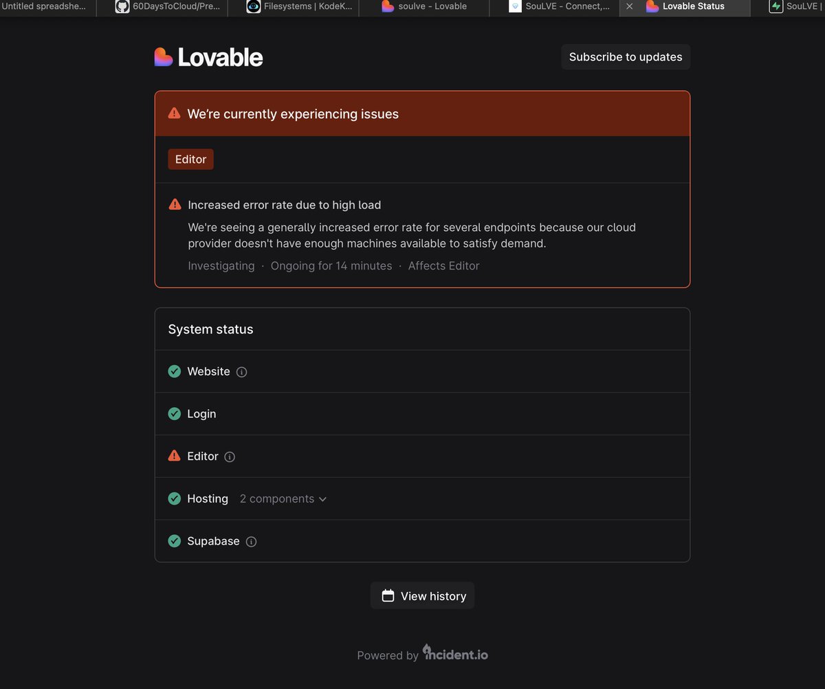 iSahilAnsari's tweet image. hey @grok
what is happening to tech companies, today afternoon supabase was down, now Lovablee editor is not working because they don&apos;t have enough infra to meet the demand. what is happening ??
