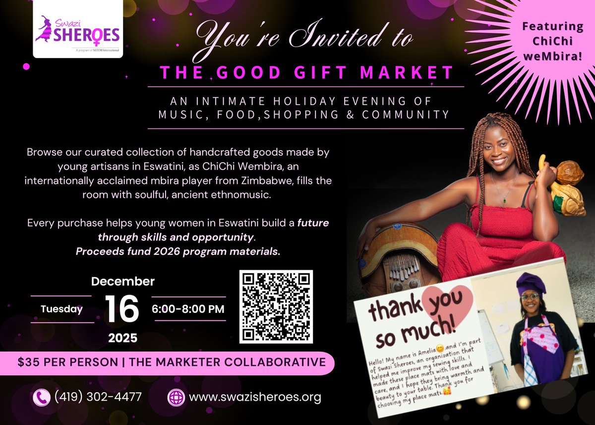 Check out "The Good Gift Market: Holiday Fundraiser for Swazi Sheroes" eventbrite.com/e/the-good-gif… <a href="/eventbritehelp/">Eventbrite Help</a> 

Book your tickets. See you Soon !!

#SOTENI #SwaziSHEROES