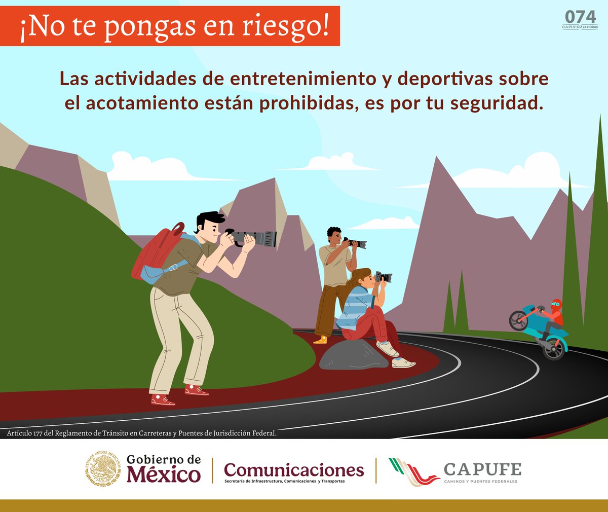 CAPUFE's tweet photo. Las actividades en el acotamiento están prohibidas por tu seguridad. https://t.co/azsH2QPqjW