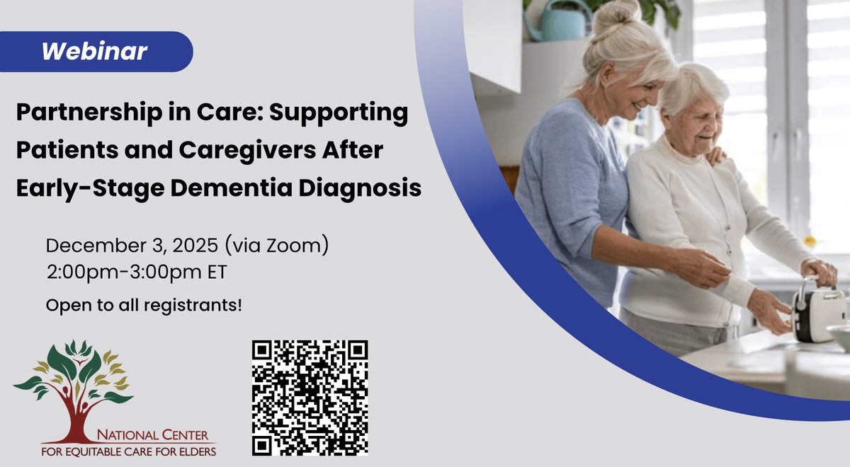 THIS WEEK! December 3rd for the webinar Partnership in Care: Supporting Patients and Caregivers After Early-Stage Dementia Diagnosis, featuring insights from Dementia Care Aware 💙

ece.hsdm.harvard.edu/event/partners…