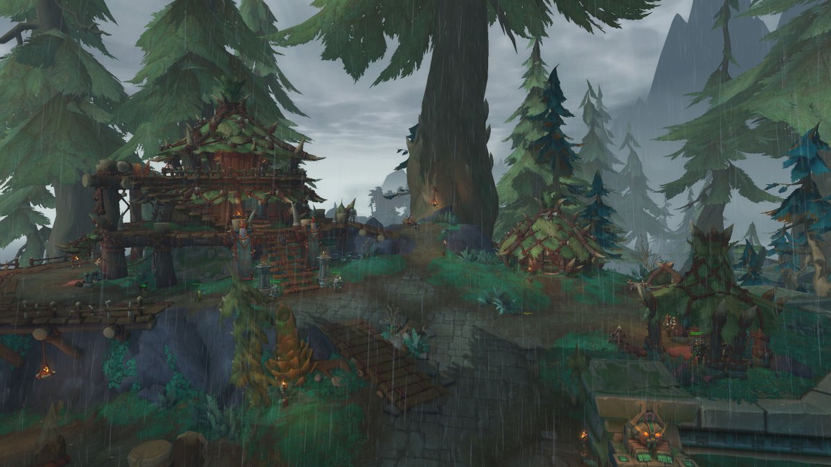 The largest friendly town in Zul'Aman is not the renown hub, Amani'Zar Village, but Witherbark Bluffs. I like to think it's an apology to the Witherbark for killing a bunch of them in the 11.1.7. quests. =P