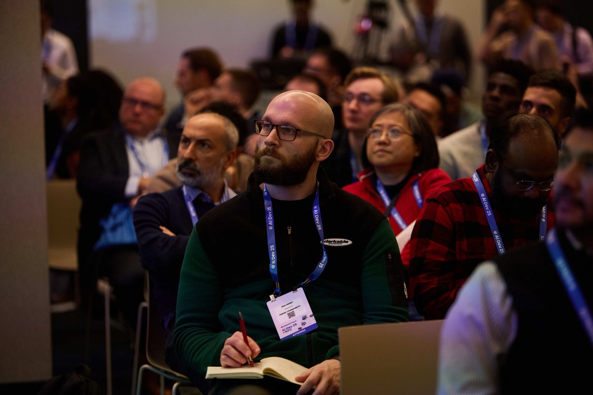 DeepLearningAI's tweet image. A look back at AI Dev 25: Stefano Pasqualli from @DomynAI joined us to dig into what it really takes to build trustworthy AI in finance. Transparent, auditable systems were front and center, and so was the great conversation in the room.
