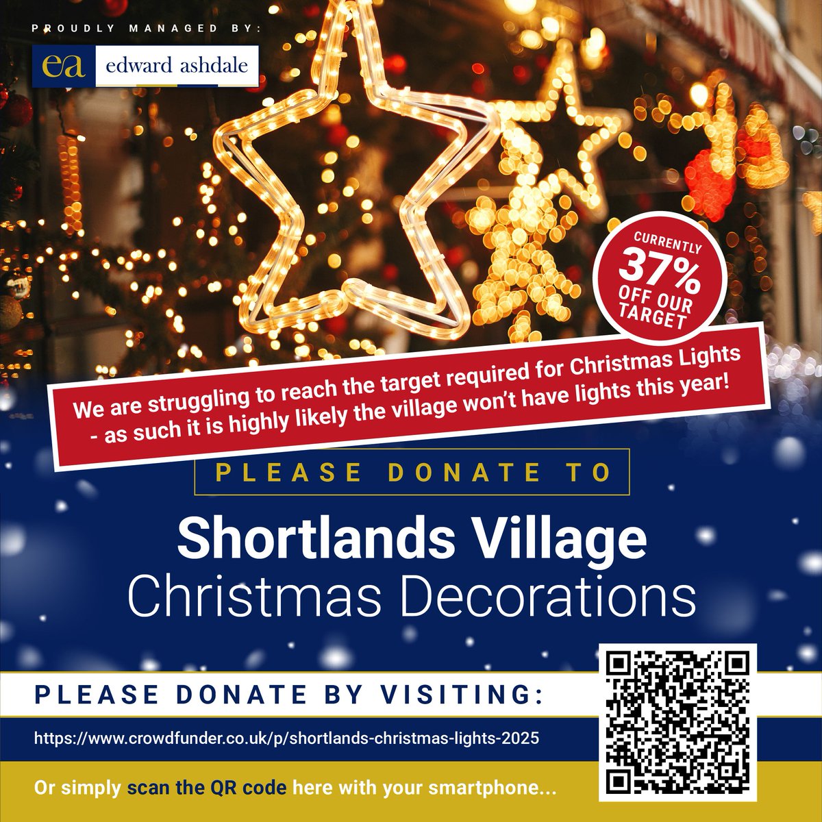 WE'RE 37% OFF OUR TARGET!
SHORTLANDS RESIDENTS - PLEASE HELP &amp; DONATE IF YOU CAN!
Keep Shortlands lit up for Christmas here: tinyurl.com/yrh2ppne
Or scan the QR code to donate 🎄🎅🏻
31 SLEEPS UNTIL CHRISTMAS!!
#shortlands #bromley #edwardashdale #shortlandsvillage