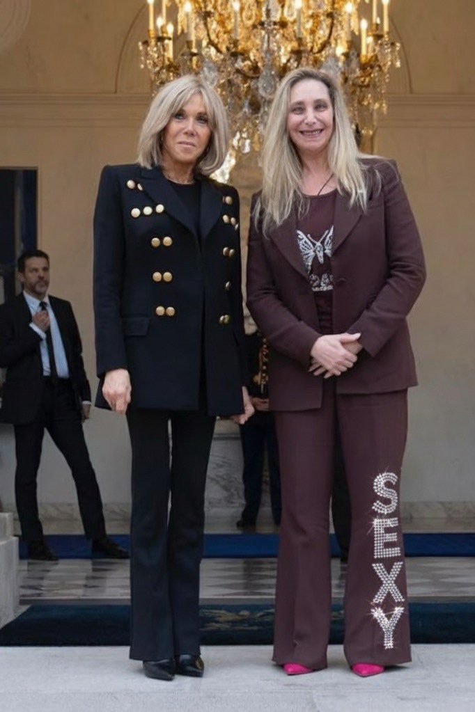 SIENTO DE QUE NO HABLAMOS LO SUFICIENTE DE QUE CUANDO LA SRA. KARINA RECIBIÓ A LA SIMIA DE MACRÓN CON UN TRAJE MARRÓN DE QUE DECÍA SEXY, UNA REMERA CON UNA MARIPOSA Y ZAPATOS FUSHA