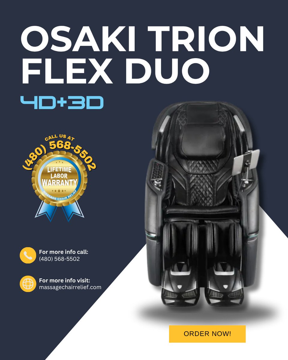 Feel the power of 4D+3D massage in one chair. The Osaki Trion Flex Duo gives total-body relief at home.

👉 Visit: …ersguide.the-massage-chair-relief.com/your-massage-c…
📞 480-568-5502

#MassageChair #OsakiTrionFlex #WellnessTech #Relaxation #LuxuryLiving #4DMassage #MassageTherapy