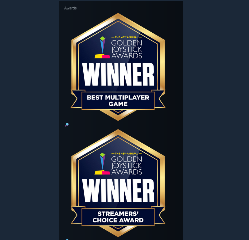 Back from London and our Steam page is looking a little shinier🏆🏆

Thanks again everyone who voted for us 🥹
