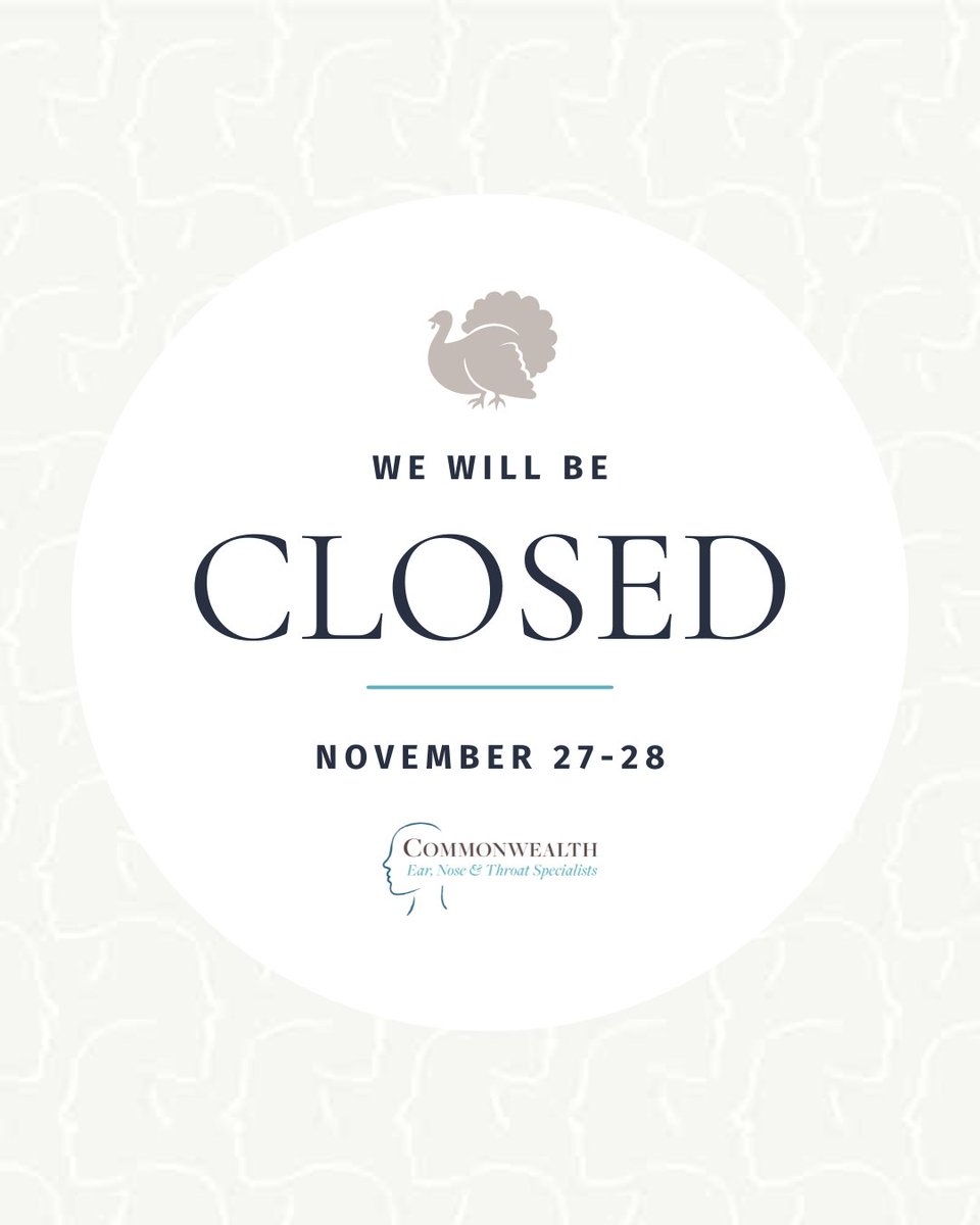 Thanksgiving Holiday Hours Reminder 🦃

Our Richmond and Midlothian offices will be closed on Thursday, November 27th and Friday, November 28th for Thanksgiving. Wishing you a wonderful holiday! 🤍🍂