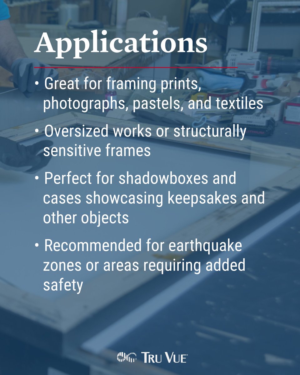 truvueglazing's tweet image. #OptiumMuseumAcrylic is built for delicate, oversized, and irreplaceable pieces. It combines crystal clarity with serious protection: anti-static, shatter-resistant, 99% UV blocking, and scratch-resistant. 🔗 Learn more at bit.ly/38E4fvU. #TruVue #CreateSomethingSpecial
