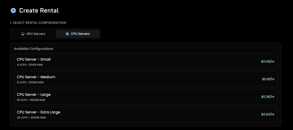 const_reborn's tweet image. Renting beast CPU servers on Targon for $0.63 cents
targon.com/rentals/create