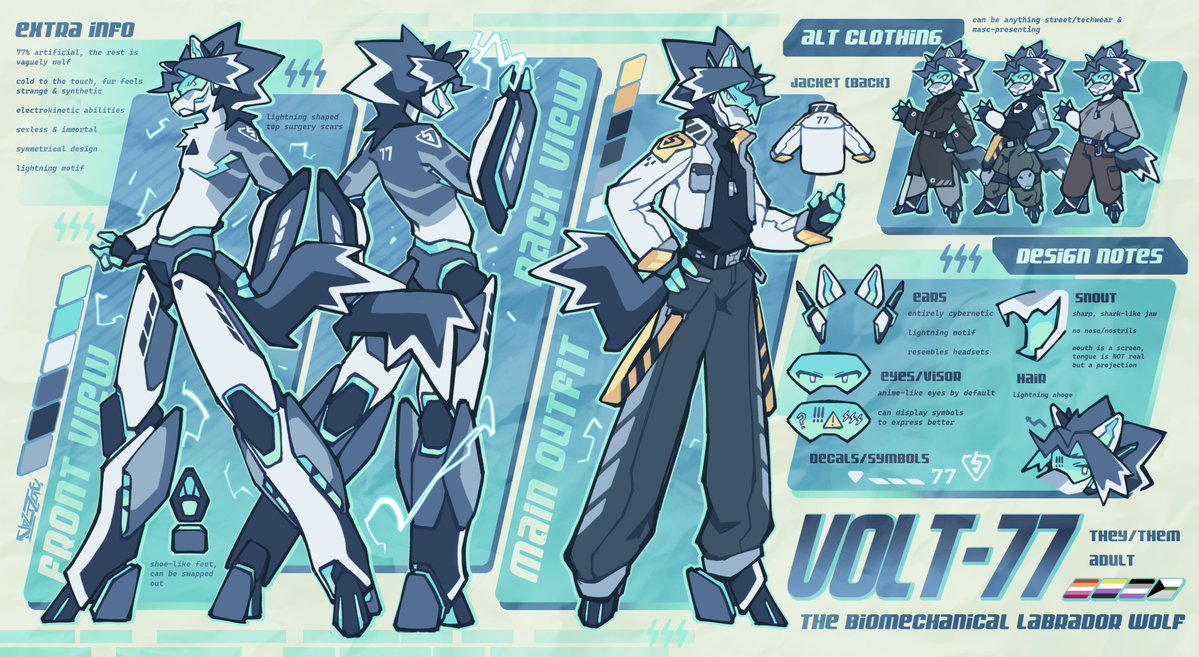 VOLT7GE's tweet image. [OC] 🐺⚡ UPDATED VOLT-77 REFERENCE SHEET 💾