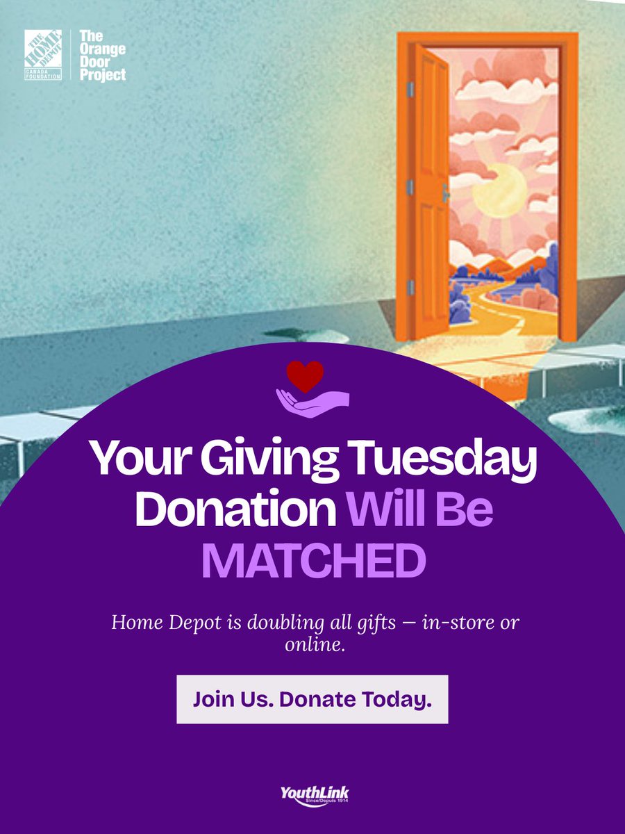 Double your impact this #GivingTuesday!
Your gift to YouthLink will be matched dollar-for-dollar by The <a href="/HomeDepotCanada/">Home Depot Canada</a> Foundation. Help provide shelter, mental health support, and care for Scarborough youth.
Donate today → link in bio 💛
#DoubleYourImpact #MakeADifference