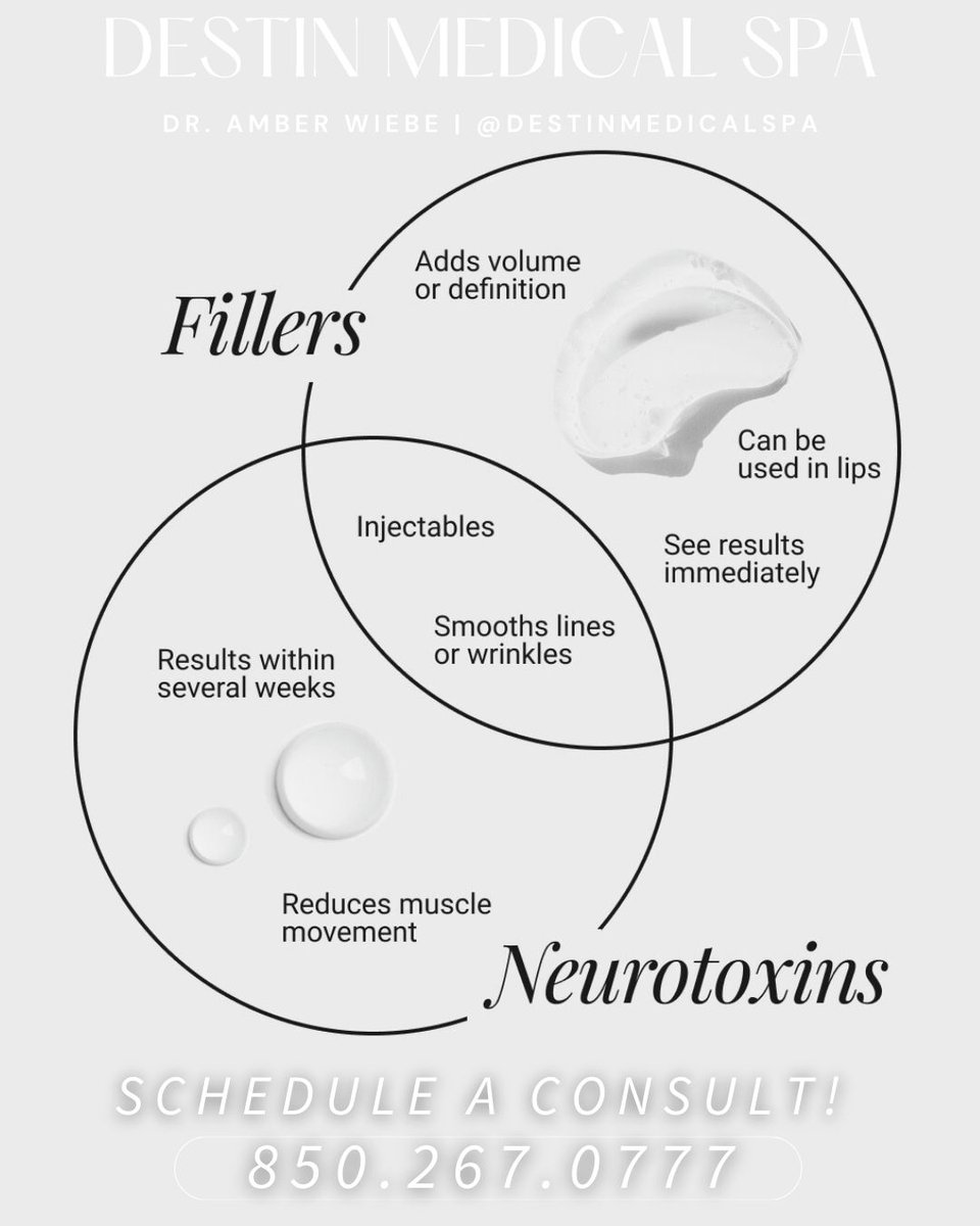 Destin_Botox's tweet image. 💉 Fillers vs. Botox — what’s the difference?
📍 Destin Medical Spa
📞 850-267-0777

#medspa #medicalspa #skincare #botox #fillers #aesthetics #destinflorida #fortwaltonbeach #emeraldcoast #santarosabeach #vipeel #hydrafacial